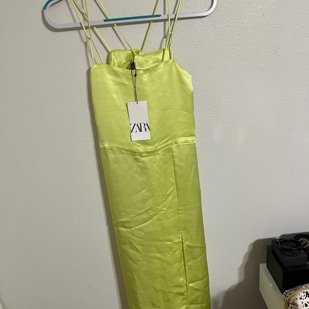 Zara Green Thigh Slit Dress